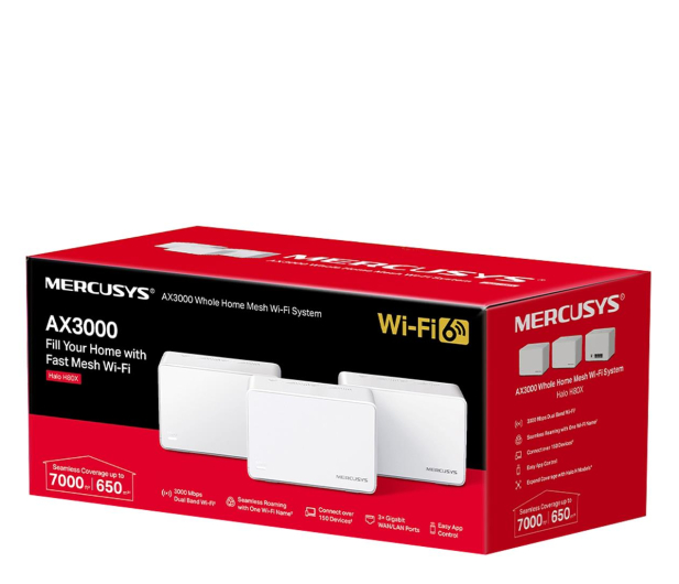 Mercusys Halo H80X Mesh WiFi (3000Mb/s a/b/g/n/ac/ax) 3xAP Halo H80X (3-PACK) - 1163805 - zdjęcie 3